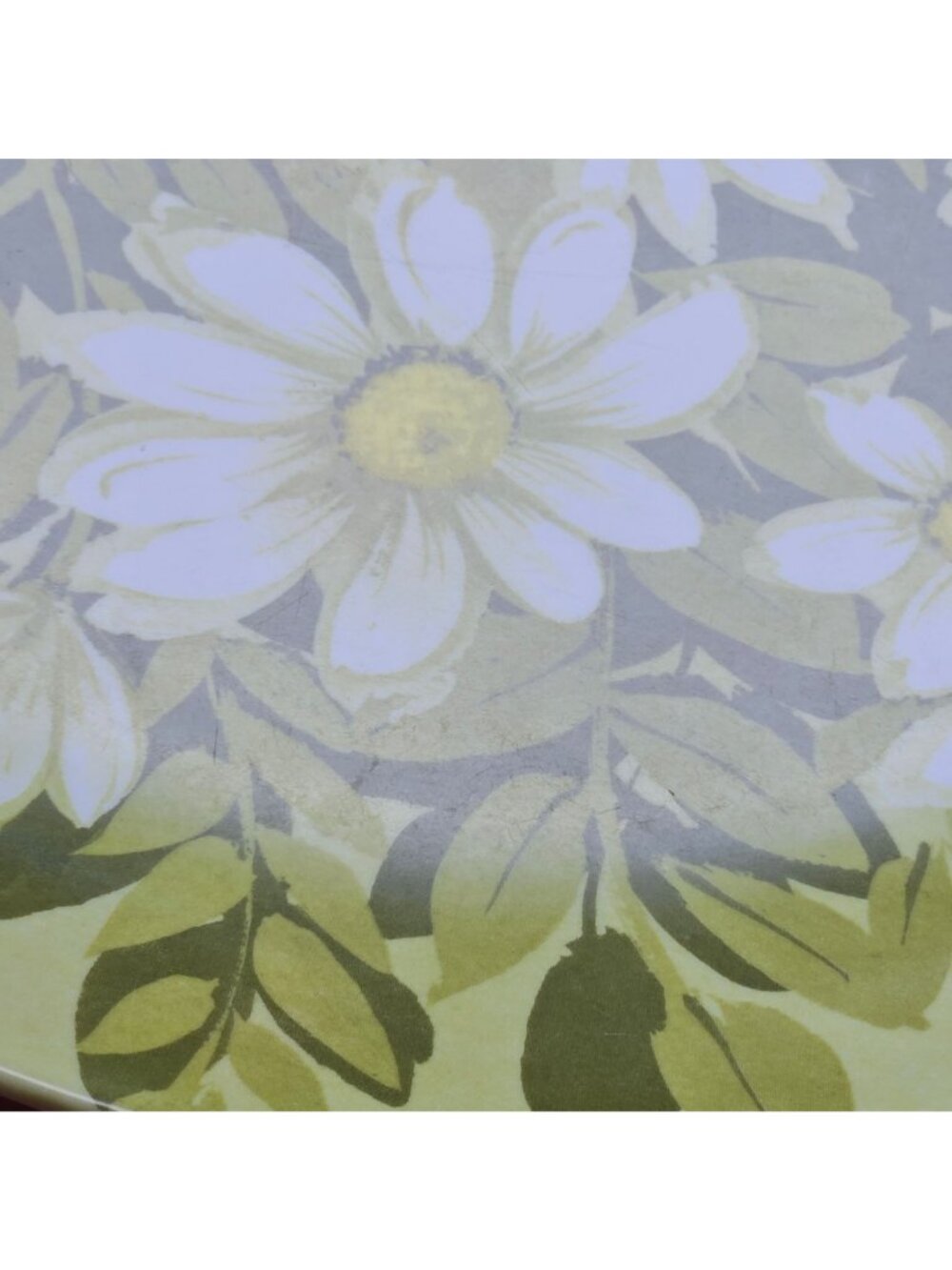 VTG 1970s Melamine Dinner Plates Beverly Prolon Olive Green White Daisy Floral - Picture 10 of 13